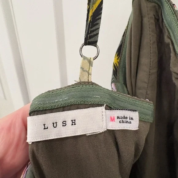 Lush Purple Green Tropical Front Tie Jumpsuit Size Medium - Picture 9 of 12